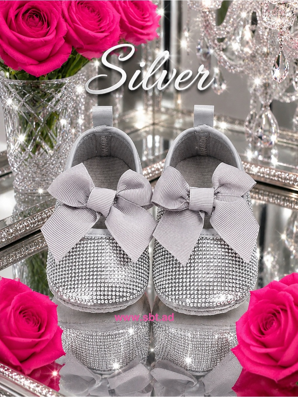 NWT Cute Baby Girl Shoes Sparkling Bling Swarovski Rhinestone Mary Jane Flats - Picture 7 of 15